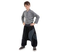 FANTAZIA Sarouel Enfant Ceinture Elastique Confort - Taille S au XXXL - 100% Coton - Noir - Confort at Home - Confortable & Original - Créé en France, Fabrication Ethique Depuis 2004