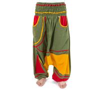 Fantazia - Sarouel grande taille homme - Sarouel elastique grande taille reggae babacool vert jaune rouge Taille unique