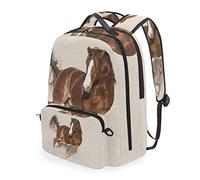 Fantazio Ensemble Sac à Dos et Sac croisé Motif Cheval Qui coure Marron
