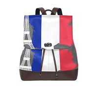 FANTAZIO Sac à Dos en Cuir Motif Carte de la France Eiffel