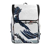 Fantazio Sac à Dos Japonais Koi avec Vague pour Ordinateur Portable, Voyage, randonnée, Camping, Sac à Dos décontracté, Grand Sac à Dos