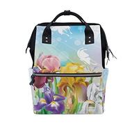 FANTAZIO Sac à dos Mummy Bag Iris Flower avec papillons Cartable