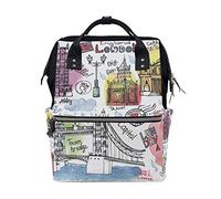 FANTAZIO Sac à dos Mummy Bag Welcome England London Travel Pattern School Bag