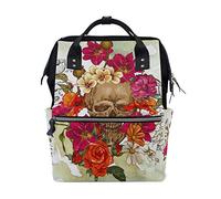 FANTAZIO Sac à dos pour maman Motif tête de mort et coquelicots