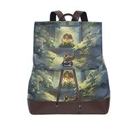 FANTAZIO Sacs à dos Garçon regardant hors de la fenêtre à l'écureuil Sac d'école en cuir Sac à dos