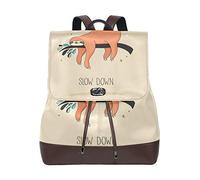 FANTAZIO Sacs à dos Paresseux Slow Down Sac d'école en cuir Sac à dos