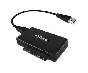 Fantec AD-U3SA Adaptateur USB 3.0 à disques durs SATA I/II/III et SSD de 2.5"(6.35 cm), 3.5"(8.89 cm) et 5.25"(13.34 cm), USB 3.0, Compatible Disque Dur SATA III 6G, boîtier Noir