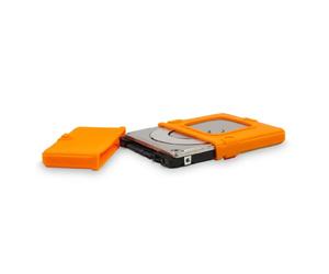 Fantec - Housse de protection pour HDD et SSD 2.5" - absorbe les vibrations les chocs et les coups - compatible avec station d'accueil- Housse en silicone orange