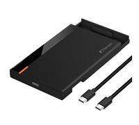 FANTEC PL-25U31 USB3.2 Gen2 SSD/Hard Drive Enclosure for 1x SATA 2.5 inch SATA SSD/HDD (Max. 9.5mm Height), Transfer Rates up to 10Gbit/s (SUPERSPEED+), USB-C, no Tools Required, Plastic, Black