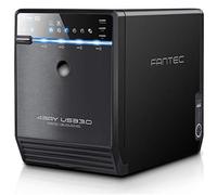 FANTEC QB-35US3-6G Boîtier pour quatre disques durs externes (montage de 4 disques durs SATA I/II/III de 3,5" (8,89 cm), port USB 3.0 et eSATA, 6G prise en charge, ventilateur de 80 mm) Noir