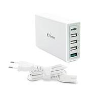 Fantec QC3-A51 Charge Rapide 3.0 Chargeur et 5 x USB ports avec 40 W Blanc