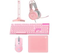 FANTECH Ensemble clavier et souris de jeu filaire, casque supra-auriculaire et support pour casque, tapis de souris de jeu filaire RVB arc-en-ciel, PC débutant basique 5 en 1 pour PC, ordinateur