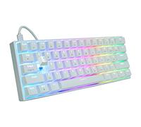 FANTECH MAXFIT61 Clavier mécanique filaire RVB 60 %, 61 touches remplaçables à chaud, clavier de jeu programmable de type C, interrupteur bleu Outemu, blanc