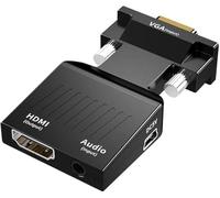 FANTIA Convertisseur VGA vers HDMI avec câble audio AUX 1080p Résolution 60Hz avec prise en charge audio pour ordinateur, PC, ordinateur portable, moniteur, vidéoprojecteur, HDTV UVM