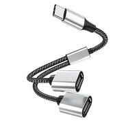 FANTIA Répartiteur USB 1 vers 4 distributeurs 0,25 m, adaptateur USB C vers A, 1 prise vers 3 prises 2.0 pour transfert d'alimentation et de données, pour Mac, voiture, PS4, ordinateur portable, etc