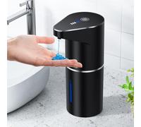 Fantictas Distributeur de savon automatique sans contact - Montage mural - Rechargeable - 3 niveaux - 350 ml - Avec détecteur de mouvement infrarouge - Pour salle de bain, cuisine - Noir