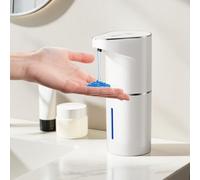 Fantictas Distributeur de savon automatique sans contact, montage mural, rechargeable, distributeur de savon électrique réglable de 350 ml, avec capteur de mouvement infrarouge pour salle de bain