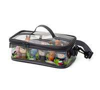 fantifant Sac pour figurines auditives avec fond magnétique | Pochette transparente pour tonies | Peut contenir jusqu'à 30 figurines | Bandoulière amovible réglable et poignée de transport, Vert Mamba