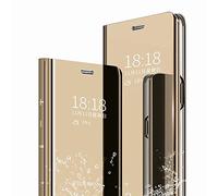 FanTing Coque pour Huawei P30 Pro, Flip Cover，Etui de téléphone Miroir Semi-Transparent，Etui Housse Case pour Huawei P30 Pro-d'or