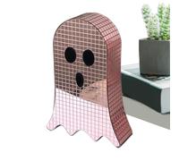 Fantôme avec boule de discothèque pour Halloween, miroir, décoration de table fantôme effrayant avec paillettes, décoration festive saisonnière pour étagère de bureau, salon, pièce maîtresse de table