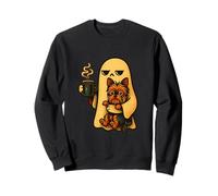 Fantôme avec café et Yorkshire Dog Funny Halloween Tattoo Art Sweatshirt