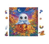 Fantôme avec Citrouille Halloween 100 Pièces Puzzle Amateur d'art en Carton Anti-Déchirure Difficile Niveau Expert Décoration Murale Salon Idée Cadeau Saint Valentin 28x28cm