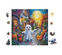 Fantôme avec des citrouilles à Halloween 100 Pièces Puzzle Adolescent en Voitureton Rigide Difficulté Moyenne Activité ÉduChative Voyage Déplacement Cadeau Anniversaire Petit Prix 28x28cm