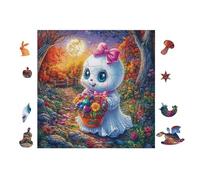 Fantôme avec des Fleurs 100 Pièces Puzzle Débutant en Voitureton Anti-Déchirure Facile Apprentissage Anti-Stress Passe-Temps Cadeau Fête des Mères Petit Prix 28x28cm