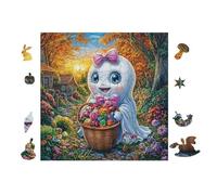 Fantôme avec Un Panier 100 Pièces Puzzle pour Ado en Voitureton Haute Qualité Épais Facile Débutant Jeu De Société Cadeau Fête des Pères Petit Prix Qualité Premium 28x28cm