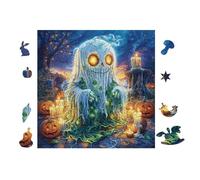 Fantôme avec Une Citrouille 100 Pieces Casse-tête Adulte en Voitureton Anti-Déchirure Difficile Moyenne Décoration Murale Jeu De Société Anti-Stress Loisir Créatif 28x28cm