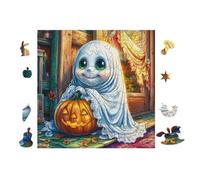 Fantôme avec Une Citrouille 100 Pieces Casse-tête Expert Confirmé en Carton Épais Rigide Très Difficile Niveau Expert Motif Complexe Cadeau Anniversaire Premium 28x28cm