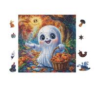 Fantôme avec Une Citrouille 100 Pièces Puzzle Créatif en Carton Anti-Déchirure Difficulté Moyenne Activité Manuelle Loisir Créatif Cadeau Fête des Mères Premium 28x28cm