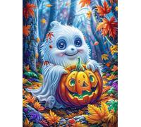 Fantôme avec une citrouille dans la forêt magique 1000 Pieces Casse-tête Créatif En Carton Rigide Sans Déformation Conte de fées animaux et plantes Difficulté Moyenne Activité Manuelle Cadeau Saint Va