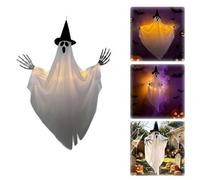 Fantôme balançoire à suspendre pour Halloween, décorations d'Halloween extérieures avec fantôme sur une balançoire, grands fantômes mignons effrayants avec guirlande lumineuse pour extérieur, jardin
