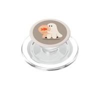 Fantôme crème avec Un Bol Poisson Rouge Kawaii pour Les Amateurs d'halloween PopSockets PopGrip pour MagSafe