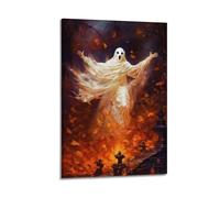 Fantôme dans la forêt d'automne - Peintures décoratives d'Halloween, décoration étrange, affiche murale artistique moderne à suspendre pour chambre à coucher, 60 x 90 cm