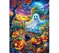 Fantôme dans Le Jardin d'halloween 300 Pieces Casse-tête pour Ado en Carton Épais Rigide Facile Débutant Jeu De Société Soirée Entre Amis Cadeau Anniversaire Premium 300 PCS