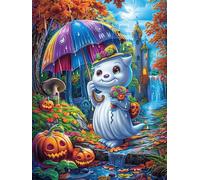 Fantôme dans Le Jardin d'halloween 300 Pièces Puzzle Adolescent en Carton Rigide Difficulté Moyenne Activité Éducative Voyage Déplacement Cadeau Anniversaire Petit Prix 300 PCS
