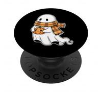 Fantôme d'automne avec écharpe et Citrouille PopSockets PopGrip Adhésif