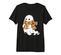 Fantôme d'automne avec écharpe et Citrouille T-Shirt Haut de Gamme