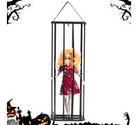 Fantôme de cage de prisonnier d'Halloween, ornement de fantôme de cage de prisonnier | Ornement de détection de fantômes de cage de prisonnier effrayant éclairé | Décoration saisonnière Capteur de m