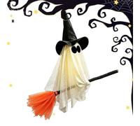 Fantôme de sorcière à suspendre, balai volant lumineux pour Halloween | Sorcière en filet alimentée par piles avec lueur LED chaude pour accrocher un porche, une fenêtre, des décorations