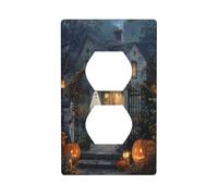 Fantôme d'Halloween effrayant avec couvercle de sortie de maison victorienne pour interrupteur décoratif 1 gang plaque murale pour cuisine, salle de bain, taille 7 x 11,4 cm