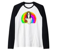 Fantôme d'halloween Reggae, fantôme Rasta Multicolore Halloween Manche Raglan