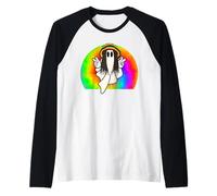 Fantôme d'halloween Reggae, fantôme Rasta Multicolore Halloween Manche Raglan