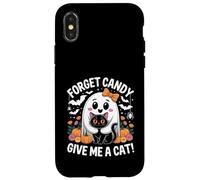 Fantôme d'halloween Tenant Un Chat Noir oublie Bonbons Give Me A Cat Coque pour iPhone X/XS