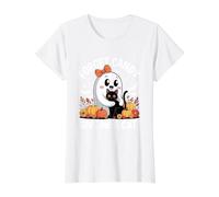 Fantôme d'halloween Tenant Un Chat Noir oublie Bonbons Give Me A Cat T-Shirt Graphique avec Valeur, Femme, Blanc, M