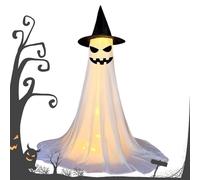 Fantôme d'Haloween - Décoration de Jardin | Décoration d'extérieur effrayante de 210 cm avec lumière | Accessoire éclairé par LED pour pelouse, Porche, Jardin, cimetière, Maison hantée, pati