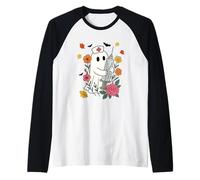 Fantôme d'infirmière Effrayant avec Fleurs et seringue Manche Raglan
