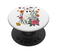 Fantôme d'infirmière Effrayant avec Fleurs et seringue PopSockets PopGrip Adhésif